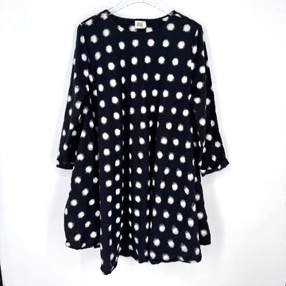 Anthropologie Dress Nor Black Nor White Medium 100% Cotton Black White - Picture 2 of 6